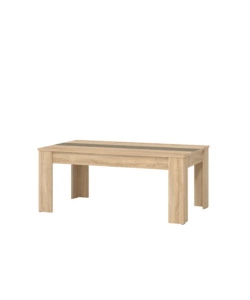 TAVOLINO DA SOGGIORNO QUERCIA CON INSERTO BIANCO E GRIGIO, 112X65,5X46,5 CM